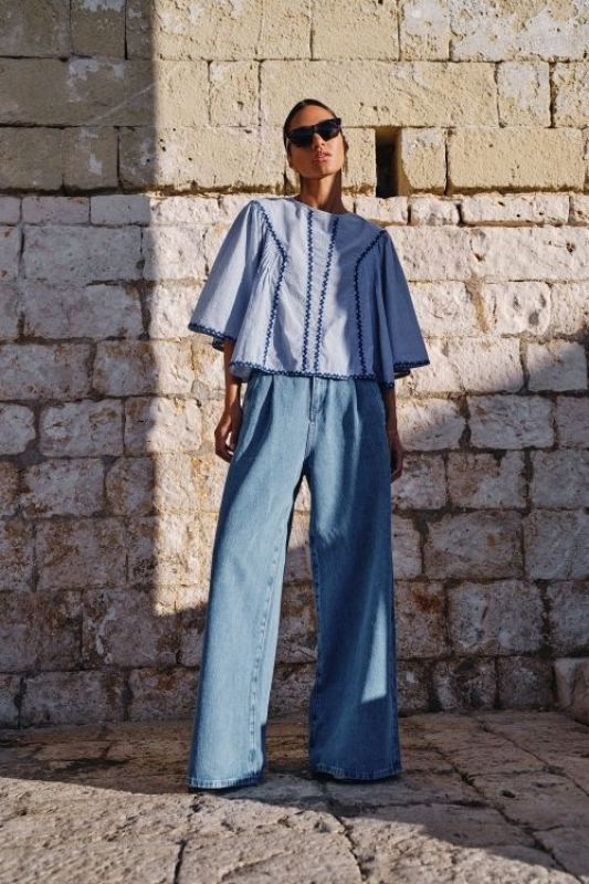 DAVIN PINSTRIPE BLOUSE (26-1-DAVIN PINSTRIPE BLOUSE) - Pastine - Aartselaar