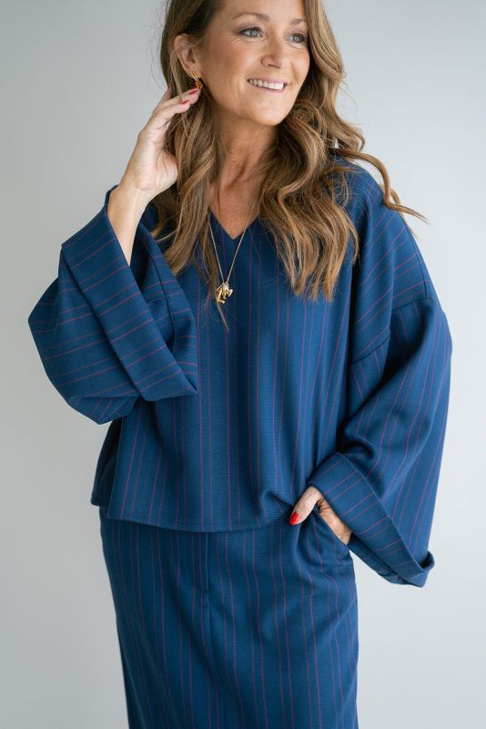 MIRA STRIPED BLOUSE (25-2-MIRA STRIPED BLOUSE) - Pastine - Aartselaar