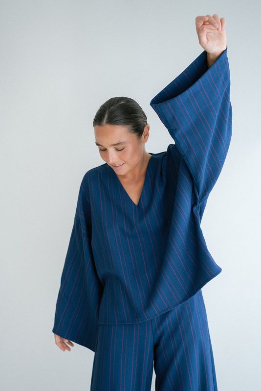 MIRA STRIPED BLOUSE (25-2-MIRA STRIPED BLOUSE) - Pastine - Aartselaar