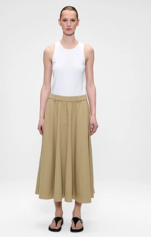 COTTON TWILL LONG SKIRT (26-1-COTTON TWILL LONG SKIRT) - Pastine - Aartselaar
