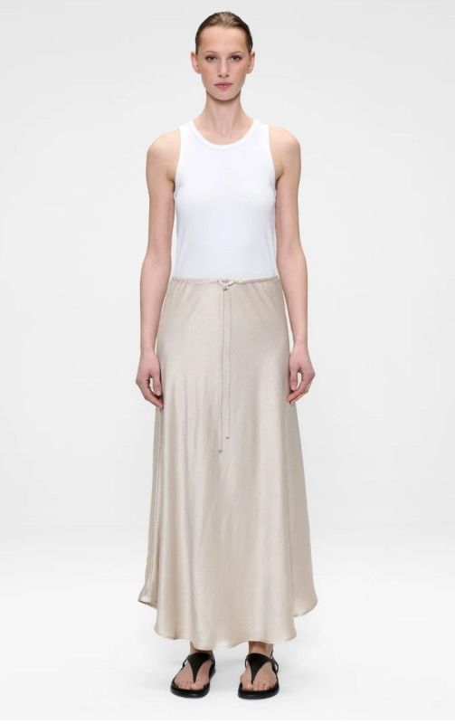 SATIN DRAWSTRING SKIRT (26-1-SATIN DRAWSTRING SKIRT) - Pastine - Aartselaar